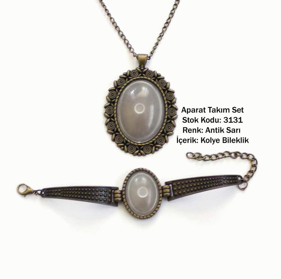 Kolye Bileklik Aparat Takım Set 3131 Antik Sarı