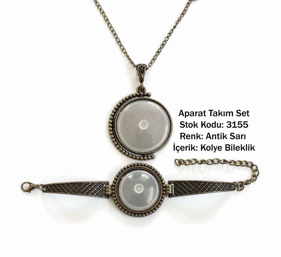 Kolye Bileklik Aparat Takım Set 3155 Antik Sarı
