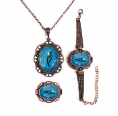 İlbay Çini Takı Kolye Bileklik Yüzük Seti 2411DS502