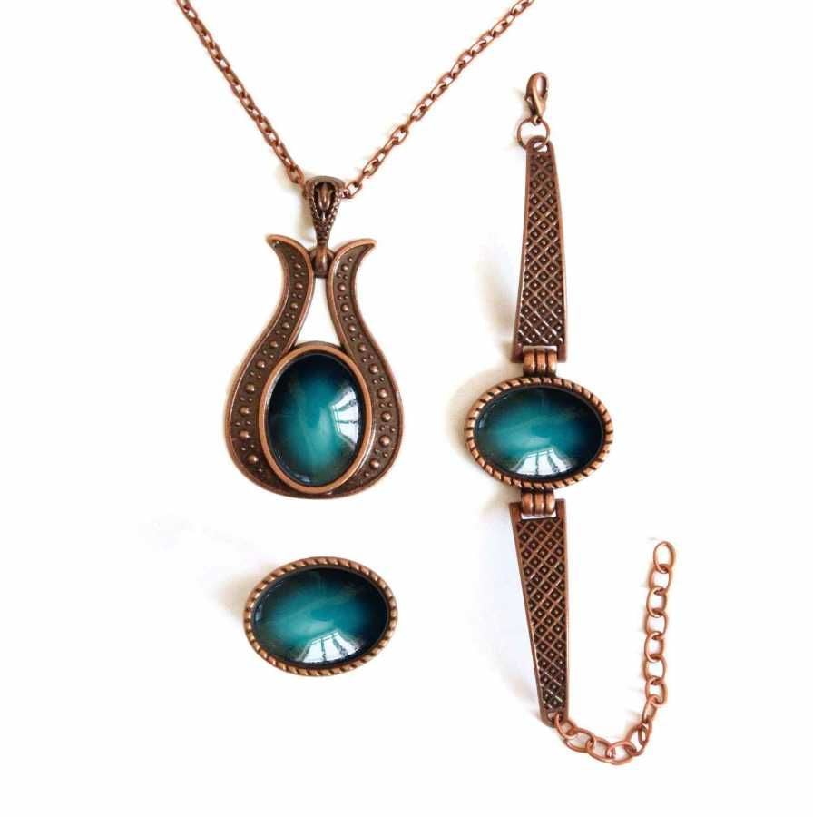 İlbay Çini Takı Kolye Bileklik Yüzük Seti 2413DS307