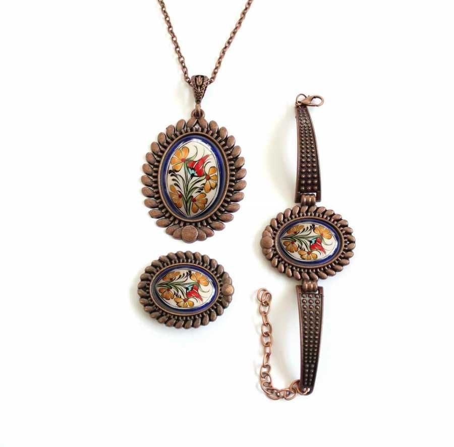 İlbay Çini Takı Kolye Bileklik Yüzük Seti 2417DS056