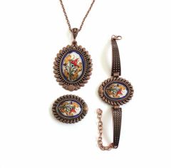 İlbay Çini Takı Kolye Bileklik Yüzük Seti 2417DS056