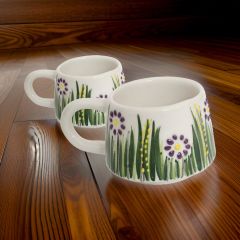 İlbay Seramik 2 li KlasikMor Papatya Kupa Bardak Mug Nescafe Fincanı