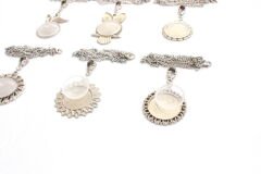 Set 125: Nikel Renkli 25 mm Zincirli Yuvarlak 9 lu Metal Kolye Malzemeleri Seti