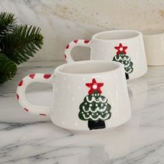 2 li Klasik Çam Ağacı Kupa Bardak Mug