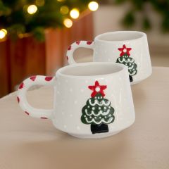 2 li Klasik Çam Ağacı Kupa Bardak Mug