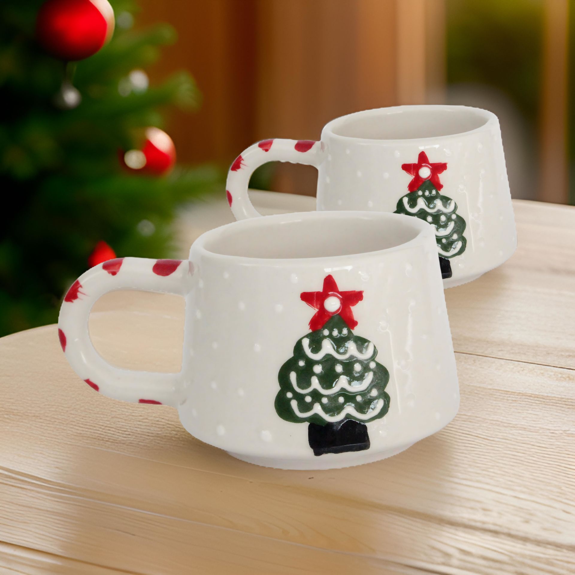 2 li Klasik Çam Ağacı Kupa Bardak Mug