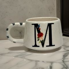 İlbay Seramik Harfli Klasik Kupa Bardak Mug - M Harfi