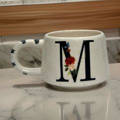 İlbay Seramik Harfli Klasik Kupa Bardak Mug - M Harfi