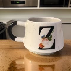 İlbay Seramik Harfli Klasik Kupa Bardak Mug - Z Harfi