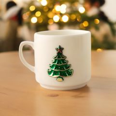 Metalli Çam Ağacı Seramik Kupa Bardak Mug Neskafe Fincanı