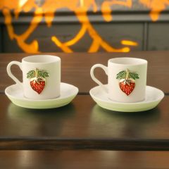 Metalli Çilek Porselen 2 li Türk Kahvesi Fincan Takımı