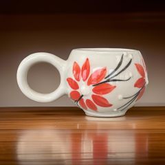 Ece Turuncu Zambak Kupa Bardak Mug Duble Kahve Fincanı