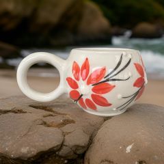 Ece Turuncu Zambak Kupa Bardak Mug Duble Kahve Fincanı