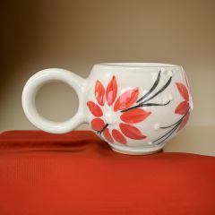 Ece Turuncu Zambak Kupa Bardak Mug Duble Kahve Fincanı