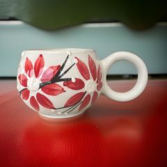 Ece Kırmızı Zambak Kupa Bardak Mug Duble Kahve Fincanı