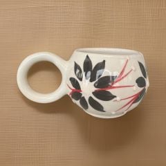 Ece Siyah Zambak Kupa Bardak Mug Duble Kahve Fincanı