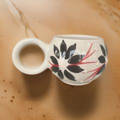 Ece Siyah Zambak Kupa Bardak Mug Duble Kahve Fincanı