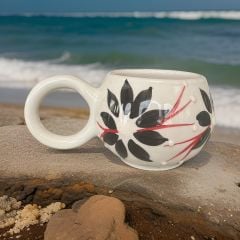 Ece Siyah Zambak Kupa Bardak Mug Duble Kahve Fincanı