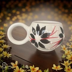 Ece Siyah Zambak Kupa Bardak Mug Duble Kahve Fincanı