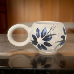 Ece Lacivert Zambak Kupa Bardak Mug Duble Kahve Fincanı