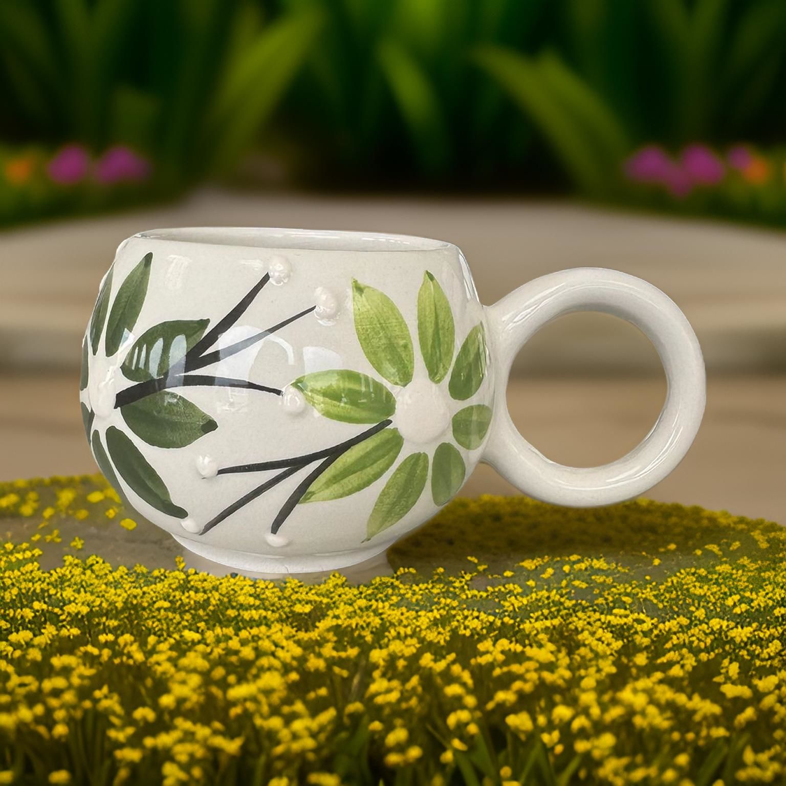 Ece Yeşil Zambak Kupa Bardak Mug Duble Kahve Fincanı