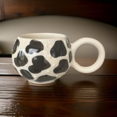 Ece Siyah Dalmaçyalı Kupa Bardak Mug Duble Kahve Fincanı