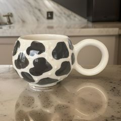 Ece Siyah Dalmaçyalı Kupa Bardak Mug Duble Kahve Fincanı