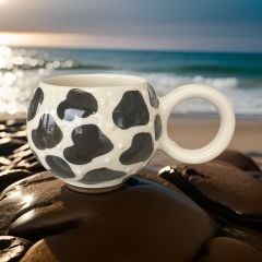 Ece Siyah Dalmaçyalı Kupa Bardak Mug Duble Kahve Fincanı