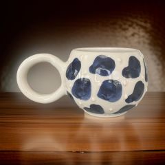 Ece Lacivert Dalmaçyalı Kupa Bardak Mug Duble Kahve Fincanı