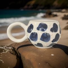 Ece Lacivert Dalmaçyalı Kupa Bardak Mug Duble Kahve Fincanı