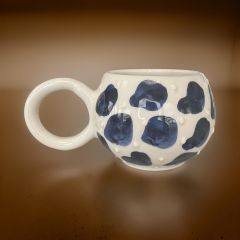 Ece Lacivert Dalmaçyalı Kupa Bardak Mug Duble Kahve Fincanı