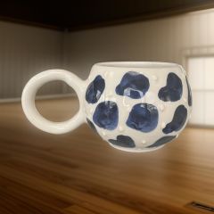 Ece Lacivert Dalmaçyalı Kupa Bardak Mug Duble Kahve Fincanı