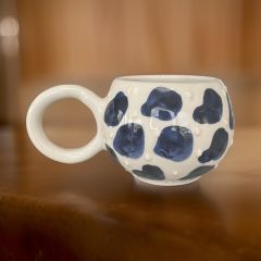 Ece Lacivert Dalmaçyalı Kupa Bardak Mug Duble Kahve Fincanı