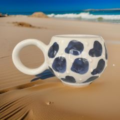 Ece Lacivert Dalmaçyalı Kupa Bardak Mug Duble Kahve Fincanı