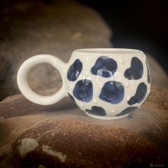 Ece Lacivert Dalmaçyalı Kupa Bardak Mug Duble Kahve Fincanı