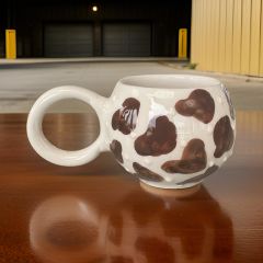 Ece Kahverengi Dalmaçyalı Kupa Bardak Mug Duble Kahve Fincanı