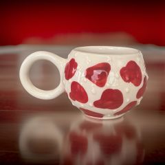 Ece  Kırmızı Dalmaçyalı Kupa Bardak Mug Duble Kahve Fincanı