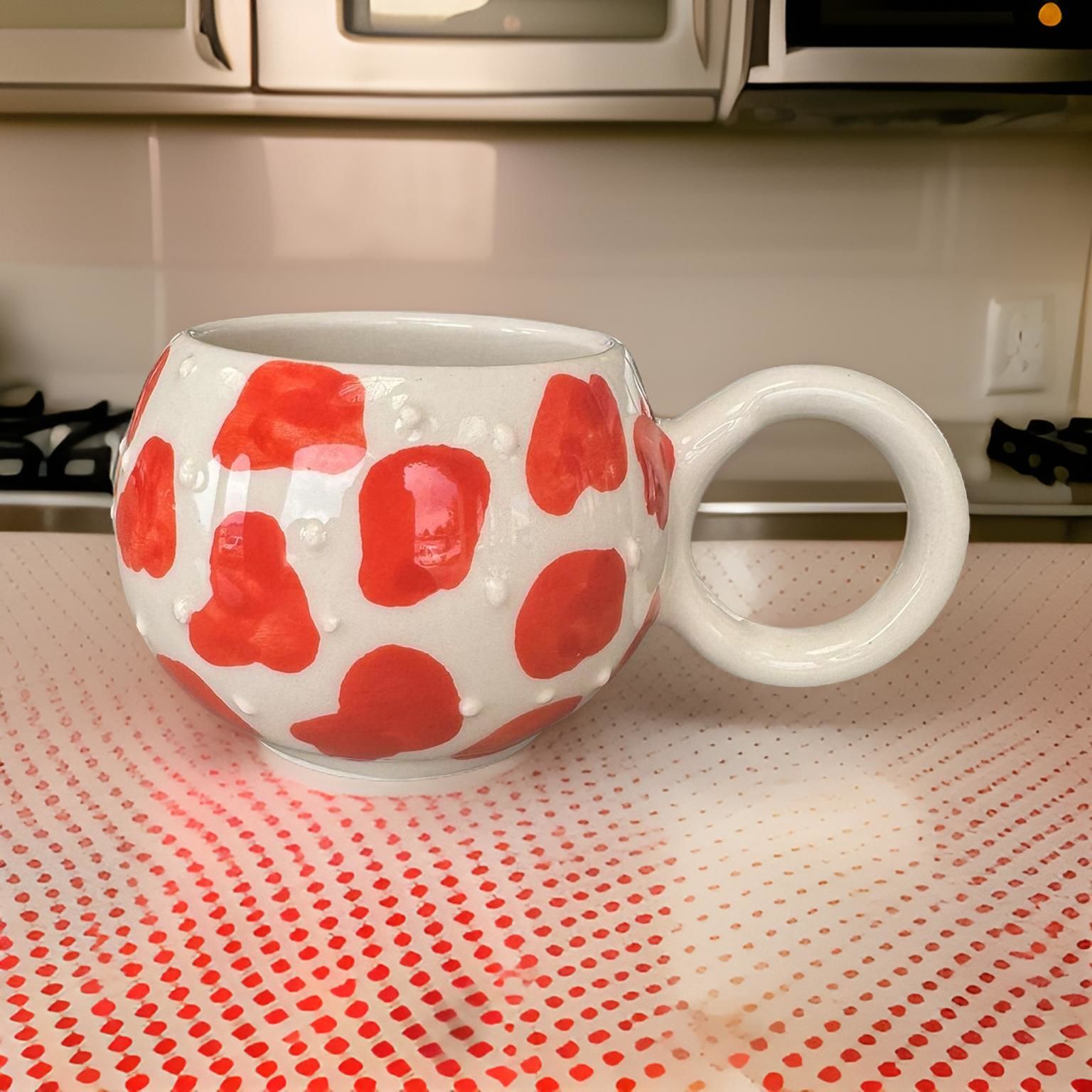 Ece  Turuncu Dalmaçyalı Kupa Bardak Mug Duble Kahve Fincanı