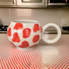 Ece  Turuncu Dalmaçyalı Kupa Bardak Mug Duble Kahve Fincanı