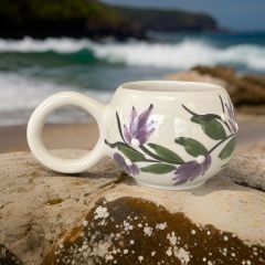 Ece  Lila Üzüm Bağı Kupa Bardak Mug Duble Kahve Fincanı