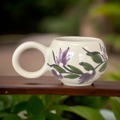 Ece  Lila Üzüm Bağı Kupa Bardak Mug Duble Kahve Fincanı