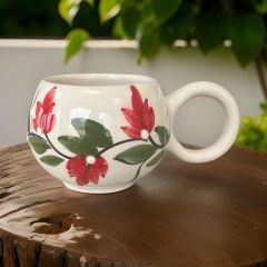 Ece  Kırmızı Üzüm Bağı Kupa Bardak Mug Duble Kahve Fincanı