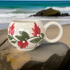 Ece  Kırmızı Üzüm Bağı Kupa Bardak Mug Duble Kahve Fincanı