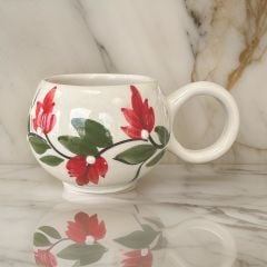 Ece  Kırmızı Üzüm Bağı Kupa Bardak Mug Duble Kahve Fincanı