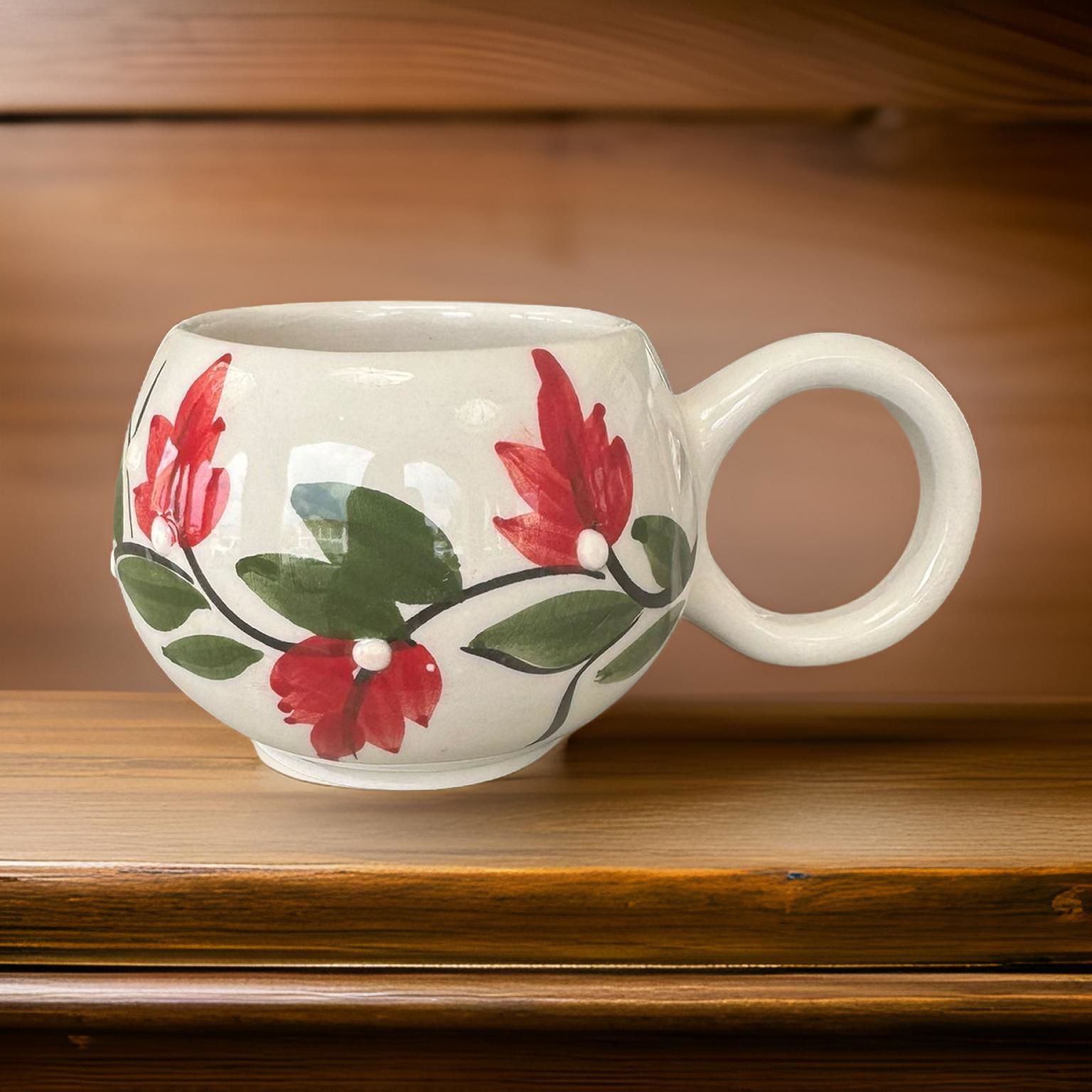 Ece  Kırmızı Üzüm Bağı Kupa Bardak Mug Duble Kahve Fincanı