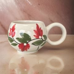 Ece  Kırmızı Üzüm Bağı Kupa Bardak Mug Duble Kahve Fincanı