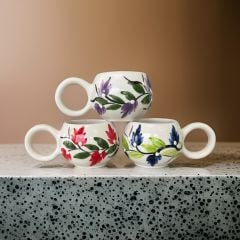 3 Adet Ece Üzüm Bağı Kupa Bardak Mug Duble Kahve Fincanı