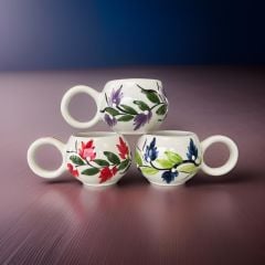 3 Adet Ece Üzüm Bağı Kupa Bardak Mug Duble Kahve Fincanı