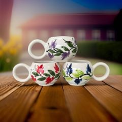 3 Adet Ece Üzüm Bağı Kupa Bardak Mug Duble Kahve Fincanı